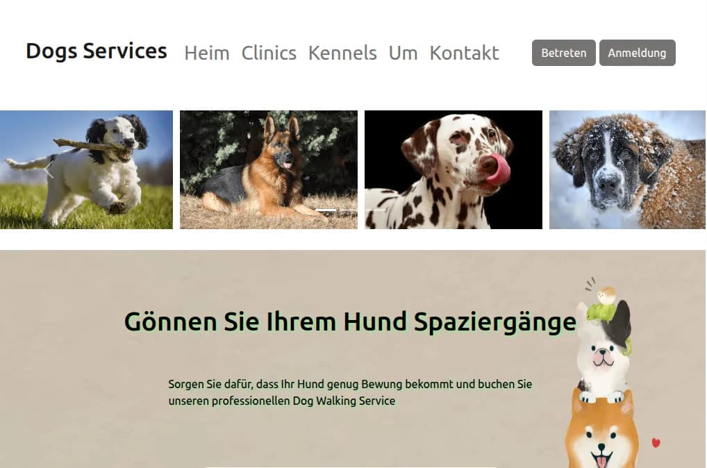 Dogs Services Website Screenshot